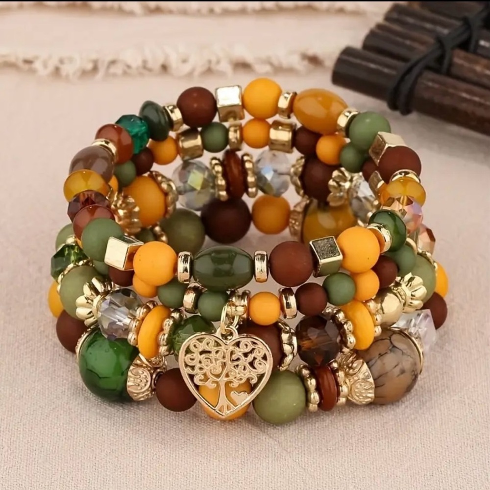 Bohemian Beaded Bracelet Set - Multicolor